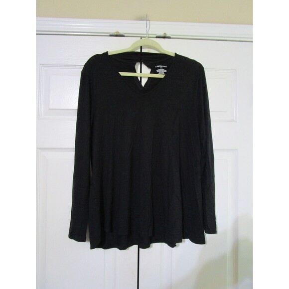 Lane Bryant Womens Black Top Size 14/16 Long Sleeve Keyhole Back - Picture 1 of 8